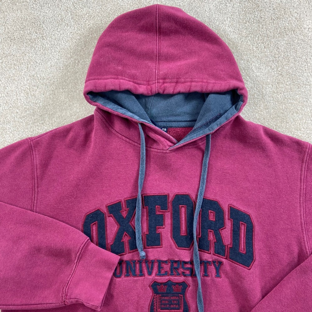 Oxford University Hoodie Size XS Maroon Burgundy Embroidered Spellout Pullover
